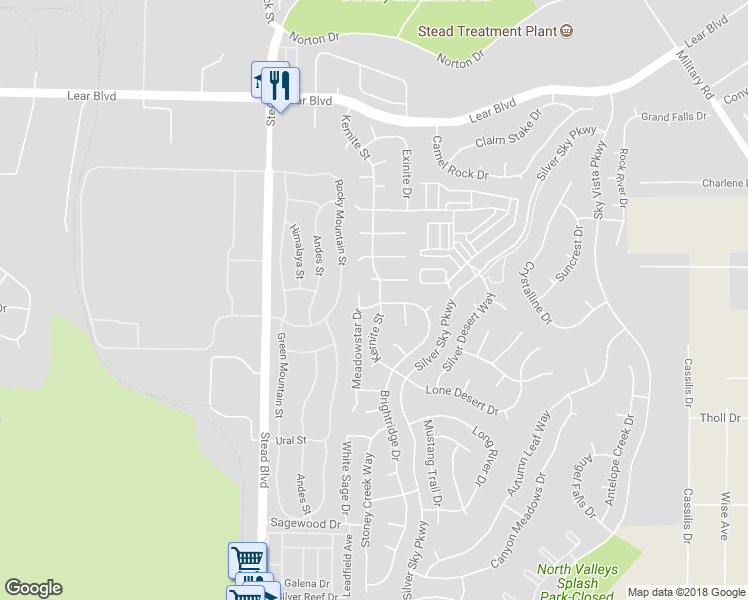 map of restaurants, bars, coffee shops, grocery stores, and more near 12001 Kernite Street in Reno