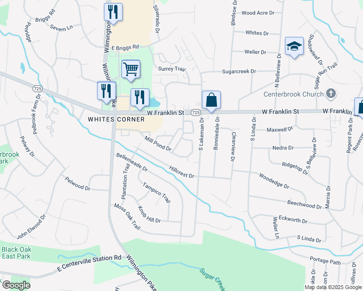 map of restaurants, bars, coffee shops, grocery stores, and more near 3070 Mill Pond Drive in Bellbrook