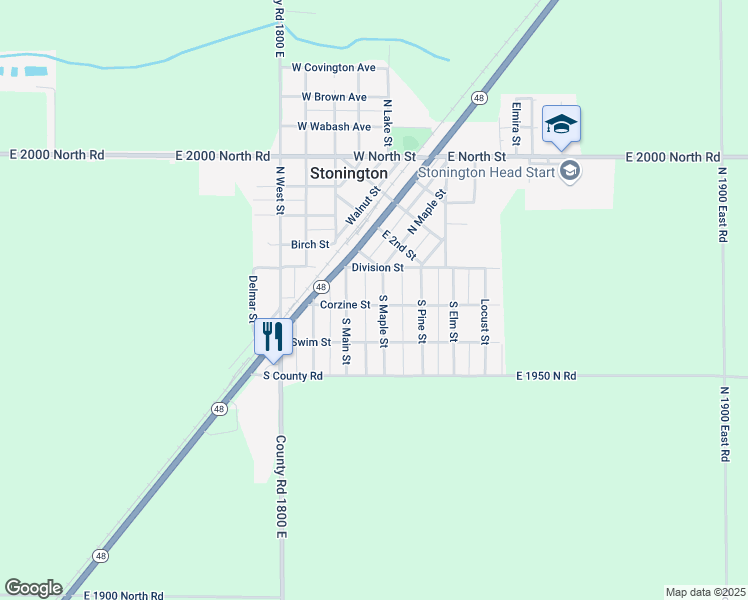 map of restaurants, bars, coffee shops, grocery stores, and more near 113 South Maple Street in Stonington