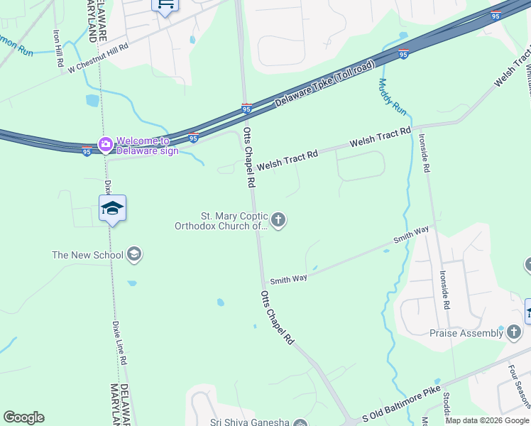 map of restaurants, bars, coffee shops, grocery stores, and more near 1626 Otts Chapel Road in Newark