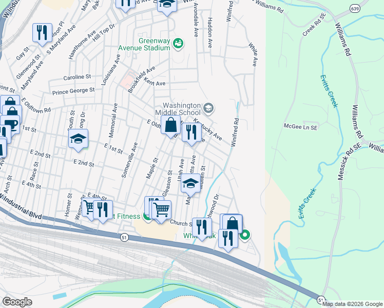map of restaurants, bars, coffee shops, grocery stores, and more near 5 Massachusetts Avenue in Cumberland