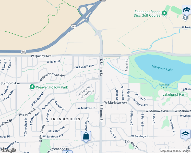 map of restaurants, bars, coffee shops, grocery stores, and more near 11614 West Stanford Drive in Morrison