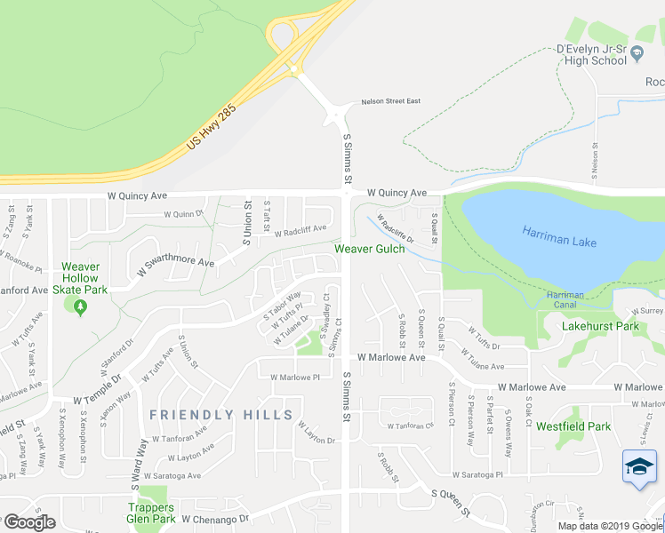 map of restaurants, bars, coffee shops, grocery stores, and more near 11614 West Stanford Drive in Morrison