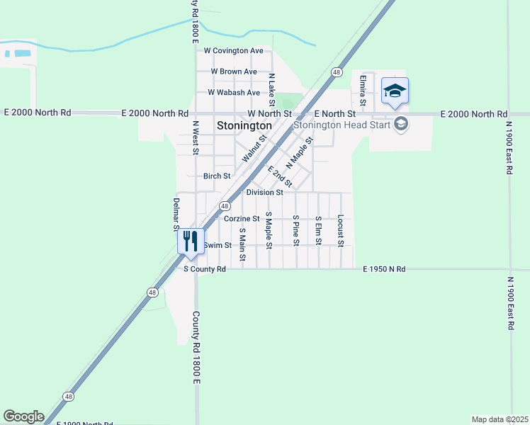 map of restaurants, bars, coffee shops, grocery stores, and more near 113 South Maple Street in Stonington