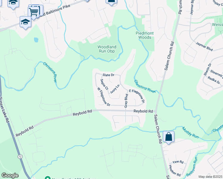 map of restaurants, bars, coffee shops, grocery stores, and more near 403 Ivory Lane in Newark