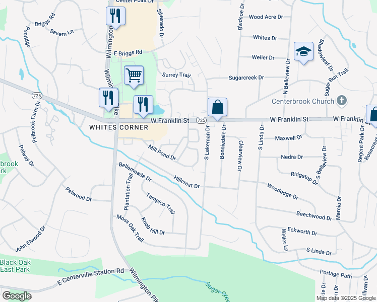 map of restaurants, bars, coffee shops, grocery stores, and more near 2070 Mill Pond Drive in Bellbrook