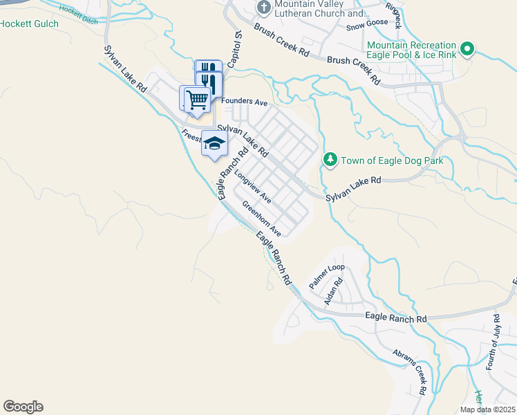map of restaurants, bars, coffee shops, grocery stores, and more near 101 Greenhorn Avenue in Eagle