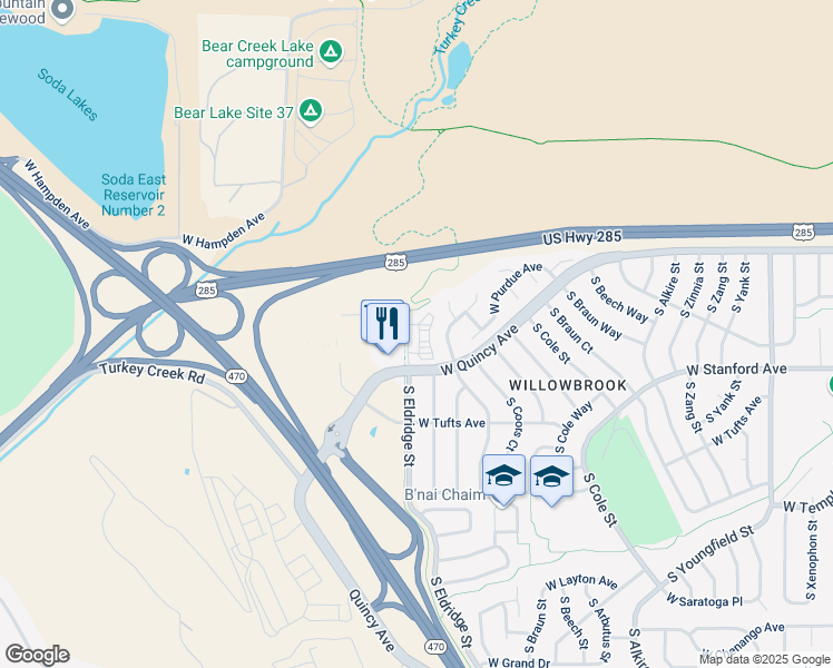 map of restaurants, bars, coffee shops, grocery stores, and more near 4236 South Eldridge Street in Morrison