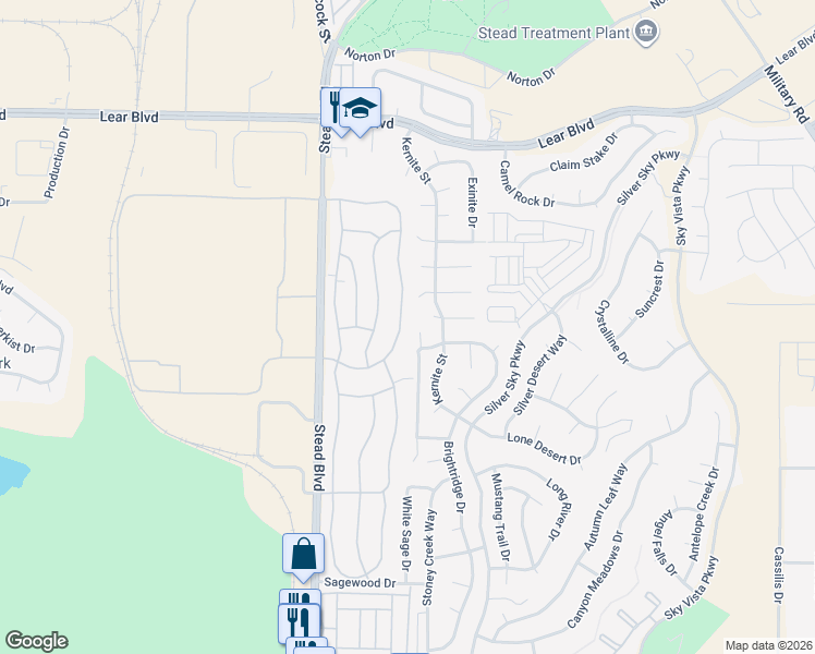 map of restaurants, bars, coffee shops, grocery stores, and more near 11932 Rocky Mountain Street in Reno