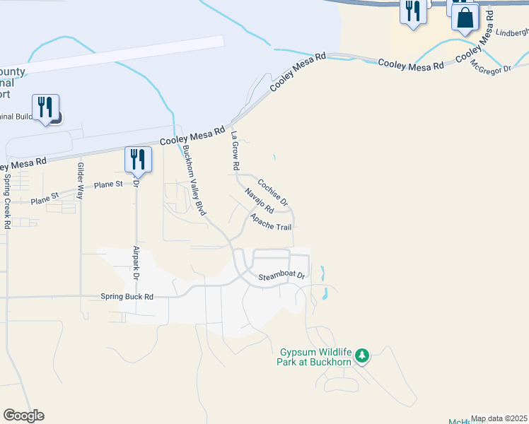 map of restaurants, bars, coffee shops, grocery stores, and more near 322 Navajo Road in Gypsum