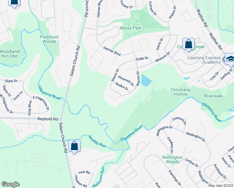 map of restaurants, bars, coffee shops, grocery stores, and more near 53 Sherin Drive in Newark