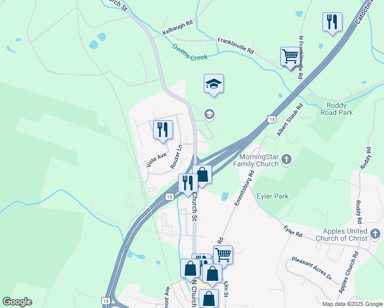 map of restaurants, bars, coffee shops, grocery stores, and more near 14724 Sabillasville Road in Thurmont