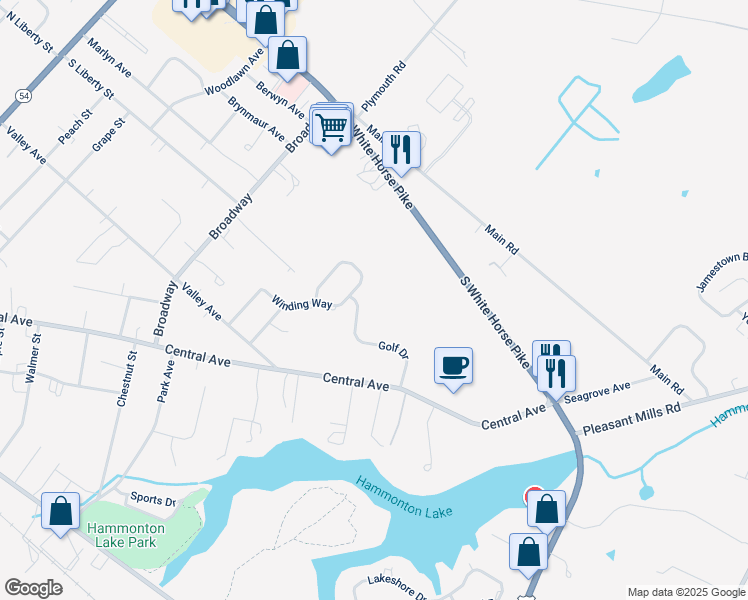 map of restaurants, bars, coffee shops, grocery stores, and more near 40 Golf Drive in Hammonton