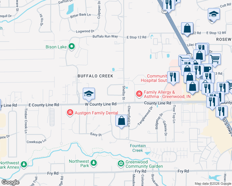 map of restaurants, bars, coffee shops, grocery stores, and more near 940 Wild Indigo Lane in Indianapolis