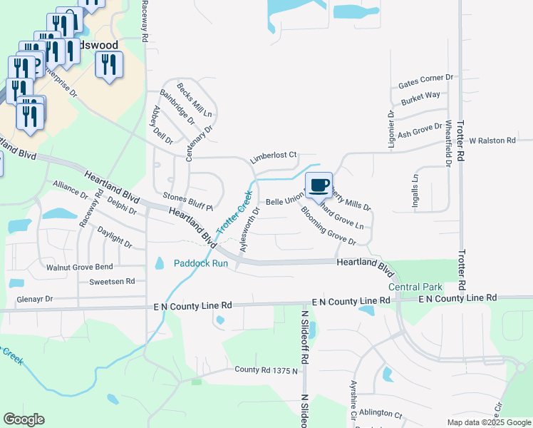 map of restaurants, bars, coffee shops, grocery stores, and more near 8912 Squire Boone Court in Indianapolis