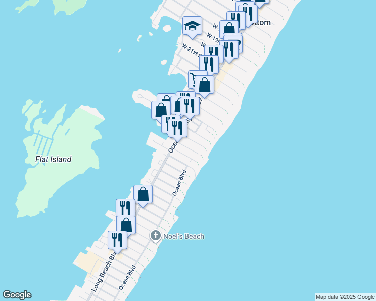 map of restaurants, bars, coffee shops, grocery stores, and more near 118 East 29th Street in Ship Bottom
