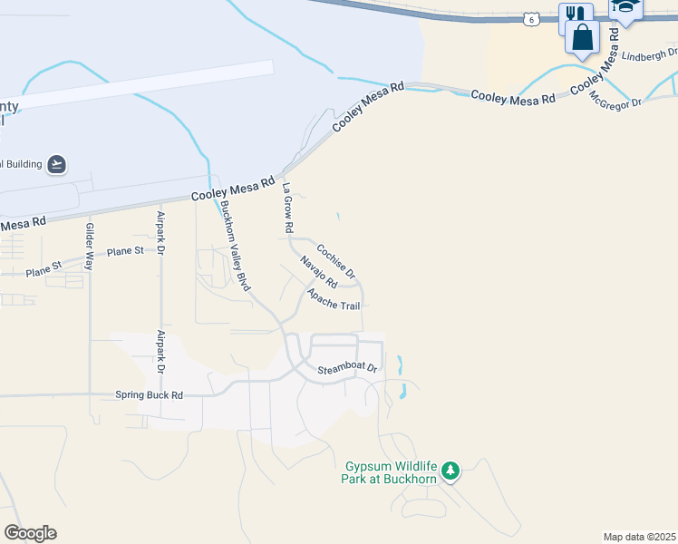 map of restaurants, bars, coffee shops, grocery stores, and more near 322 Navajo Road in Gypsum