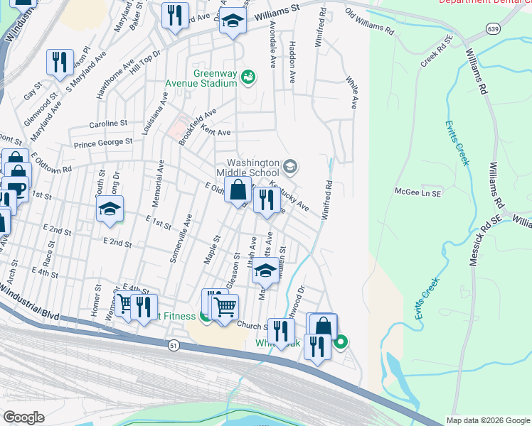 map of restaurants, bars, coffee shops, grocery stores, and more near 5 Massachusetts Avenue in Cumberland