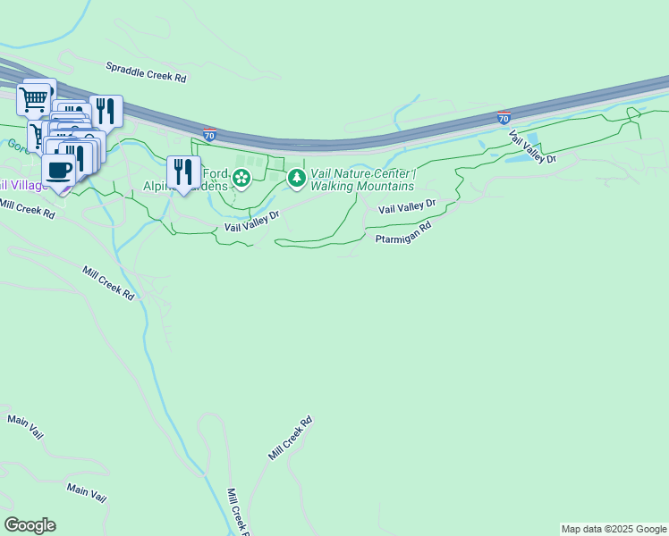 map of restaurants, bars, coffee shops, grocery stores, and more near 965 Fairway Drive in Vail