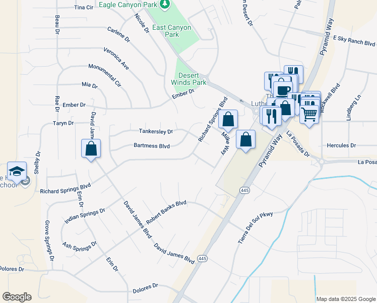 map of restaurants, bars, coffee shops, grocery stores, and more near 155 Richard Springs Boulevard in Sparks