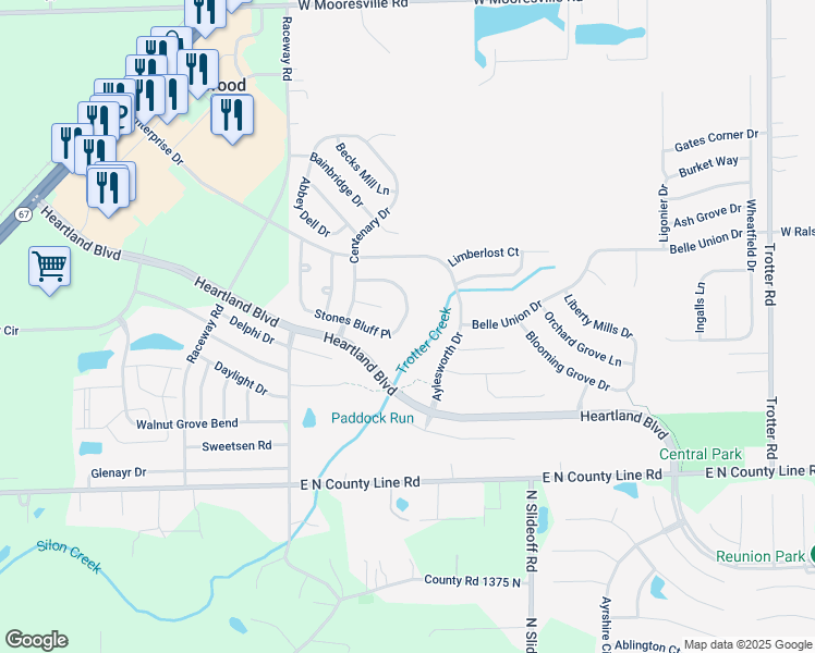 map of restaurants, bars, coffee shops, grocery stores, and more near 9029 Stones Bluff Pl in Camby