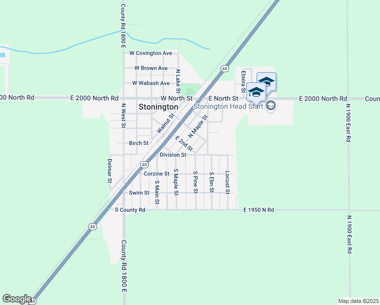 map of restaurants, bars, coffee shops, grocery stores, and more near 306 North Maple Street in Stonington