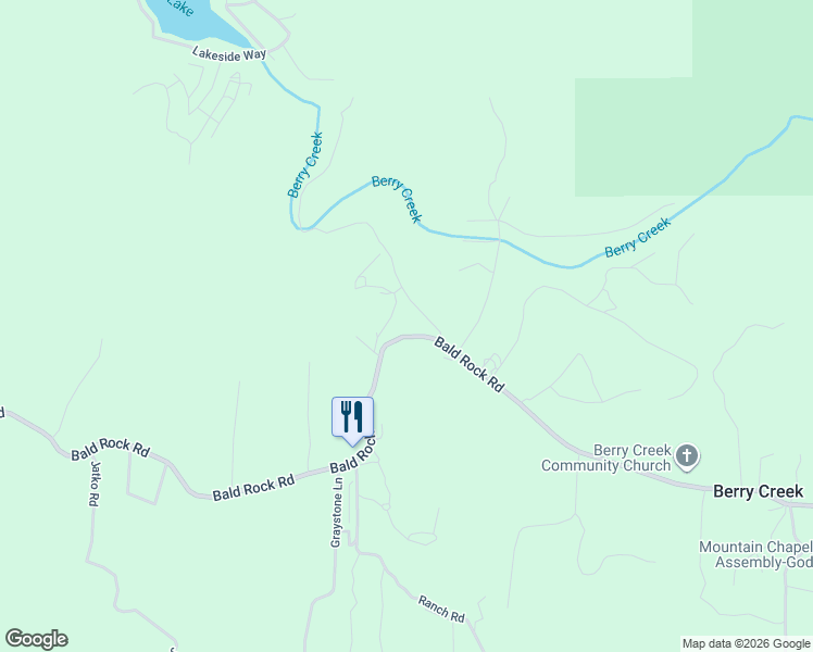 map of restaurants, bars, coffee shops, grocery stores, and more near 1171 Bald Rock Road in Berry Creek