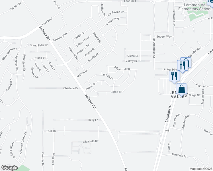 map of restaurants, bars, coffee shops, grocery stores, and more near 7830 Tulear Street in Reno