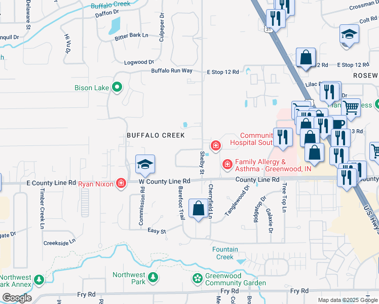 map of restaurants, bars, coffee shops, grocery stores, and more near 945 Cloudy Wing Drive in Indianapolis