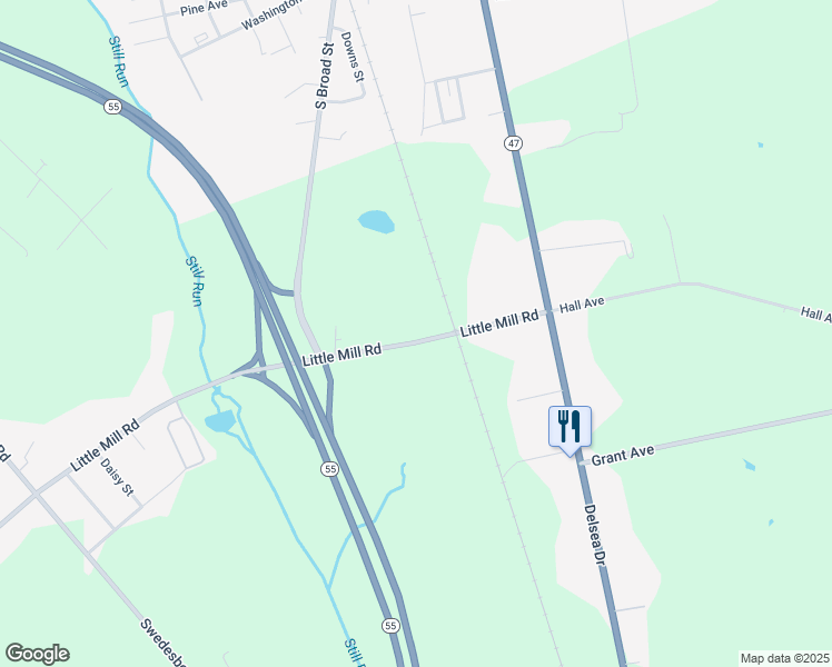 map of restaurants, bars, coffee shops, grocery stores, and more near 1231 Little Mill Road in Franklin