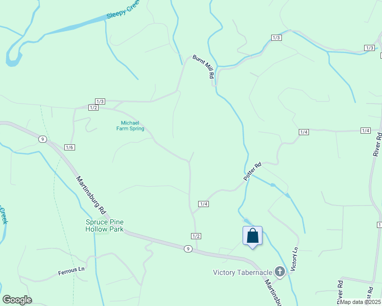 map of restaurants, bars, coffee shops, grocery stores, and more near 404 Michael's Chapel Road in Hedgesville