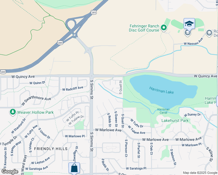 map of restaurants, bars, coffee shops, grocery stores, and more near 11377 West Radcliffe Drive in Littleton