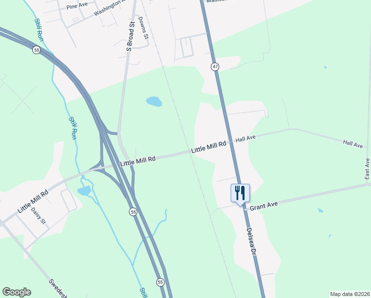 map of restaurants, bars, coffee shops, grocery stores, and more near 1247 Little Mill Road in Franklin