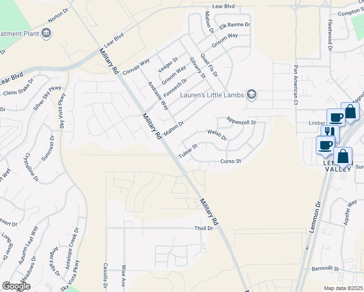 map of restaurants, bars, coffee shops, grocery stores, and more near 7885 Welsh Drive in Reno