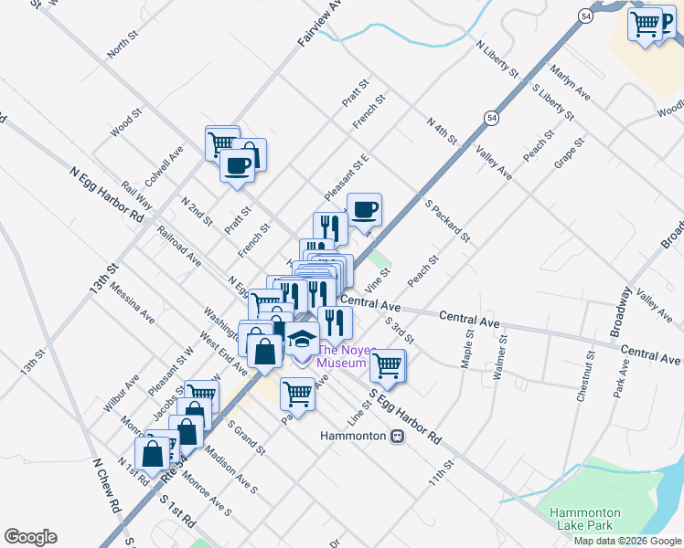 map of restaurants, bars, coffee shops, grocery stores, and more near 15 North 3rd Street in Hammonton
