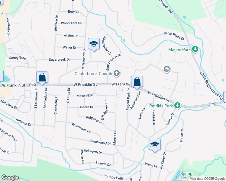 map of restaurants, bars, coffee shops, grocery stores, and more near 2019 Wentworth Village Dr in Bellbrook