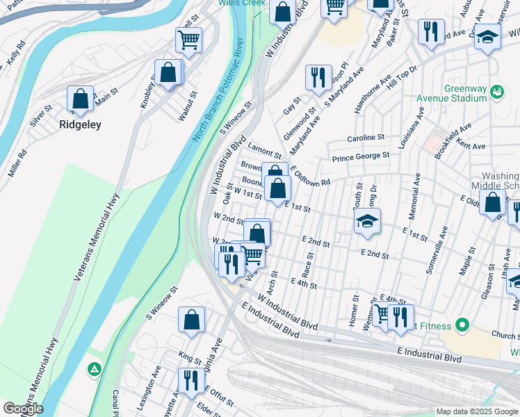 map of restaurants, bars, coffee shops, grocery stores, and more near 114 Springdale Street in Cumberland