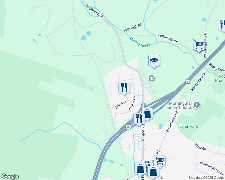 map of restaurants, bars, coffee shops, grocery stores, and more near 110 Laurel Avenue in Thurmont