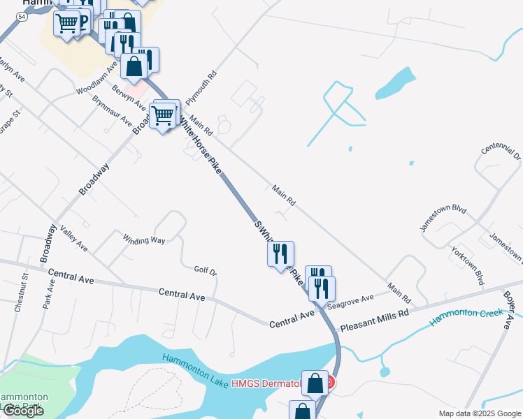 map of restaurants, bars, coffee shops, grocery stores, and more near 373 South White Horse Pike in Hammonton