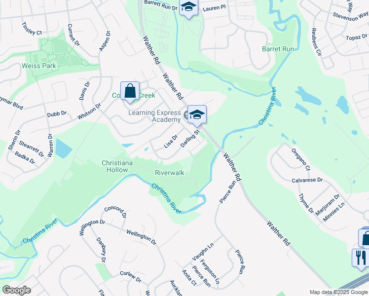 map of restaurants, bars, coffee shops, grocery stores, and more near 179 Darling Street in Newark