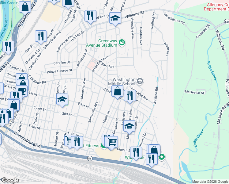 map of restaurants, bars, coffee shops, grocery stores, and more near 815 East Oldtown Road in Cumberland