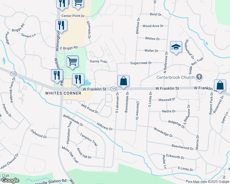map of restaurants, bars, coffee shops, grocery stores, and more near 2016 South Lakeman Drive in Bellbrook