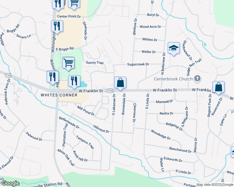 map of restaurants, bars, coffee shops, grocery stores, and more near 2010 South Lakeman Drive in Bellbrook