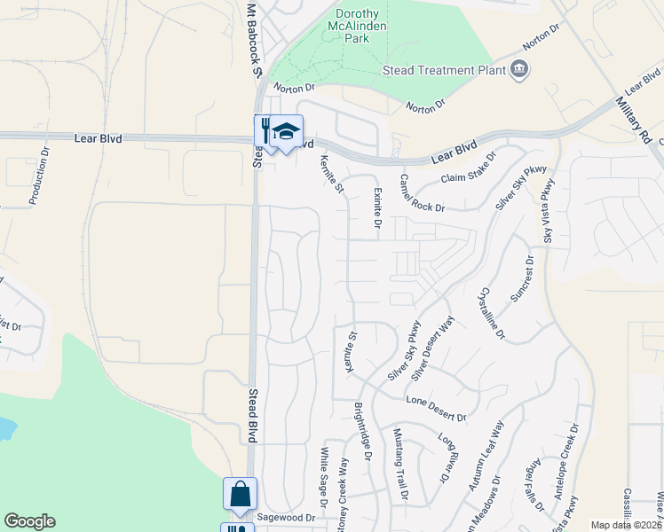 map of restaurants, bars, coffee shops, grocery stores, and more near 12092 Rocky Mountain Street in Reno