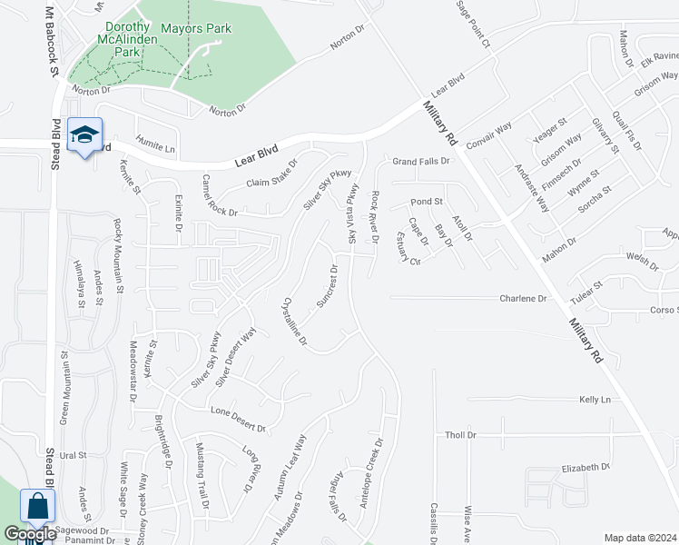 map of restaurants, bars, coffee shops, grocery stores, and more near 9882 Suncrest Drive in Reno