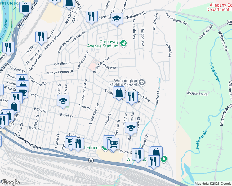 map of restaurants, bars, coffee shops, grocery stores, and more near 815 East Oldtown Road in Cumberland