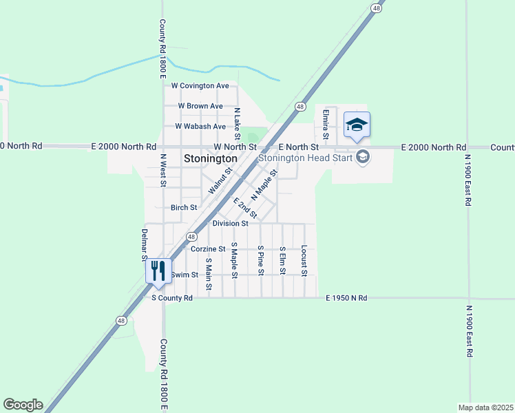 map of restaurants, bars, coffee shops, grocery stores, and more near 306 North Maple Street in Stonington