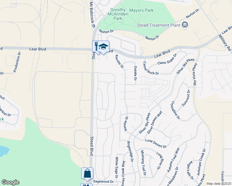 map of restaurants, bars, coffee shops, grocery stores, and more near 12092 Rocky Mountain Street in Reno
