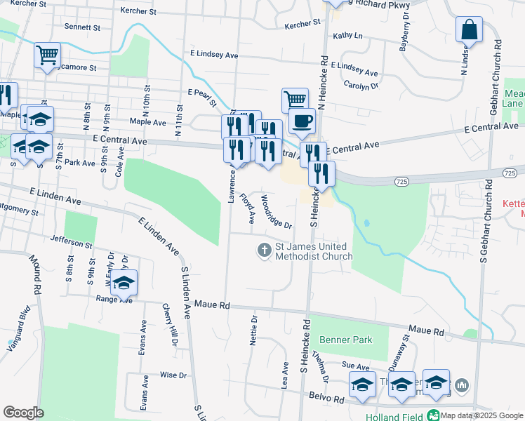 map of restaurants, bars, coffee shops, grocery stores, and more near 226 Floyd Avenue in Miamisburg