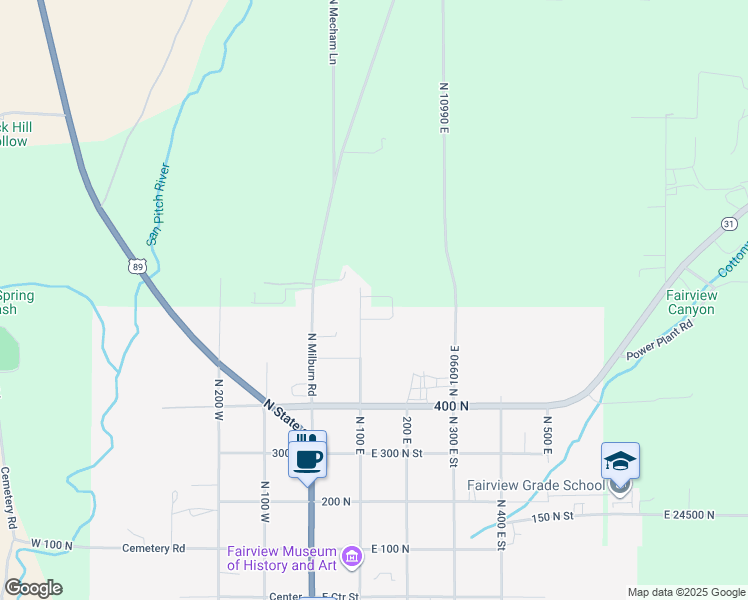 map of restaurants, bars, coffee shops, grocery stores, and more near 560 North 100 East in Fairview